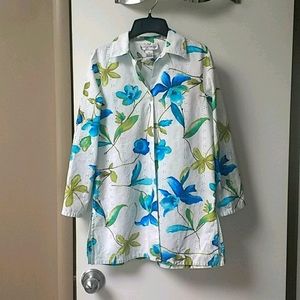 Susan Graver Style Floral Long Sleeve Big Shirt
